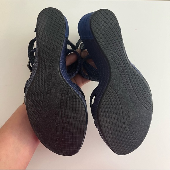 Stuart Weitzman Blue Suede Espadrille Wedges Size 8.5 - Picture 13 of 14